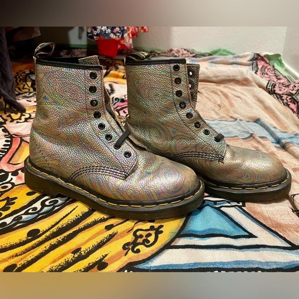 ✨RARE✨Dr Martens psychedelic coating vintage Made in England UK 5 EU 7 💀🐦‍⬛